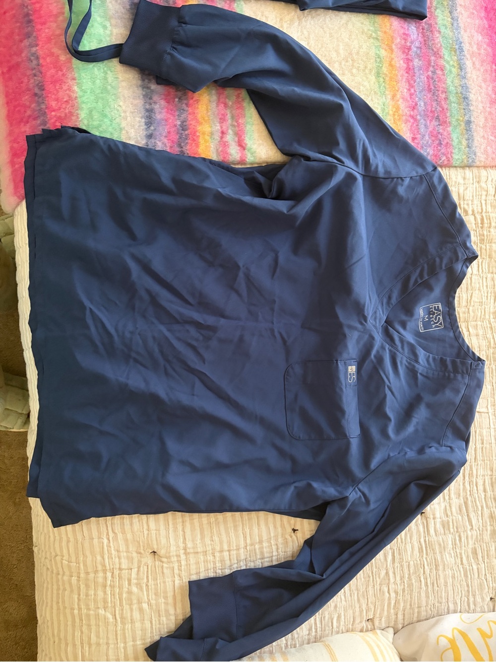 Uniform Advantage Navy V‑Neck Medical Top 3/4 Length Sleeve
